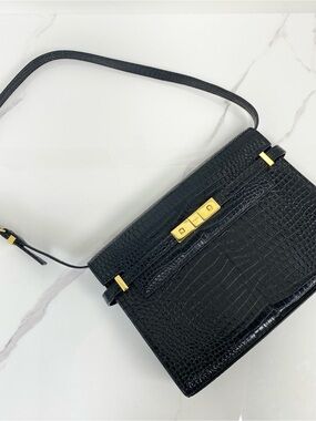 Saint Laurent Crocodile Embossed Medium Manhattan Bag